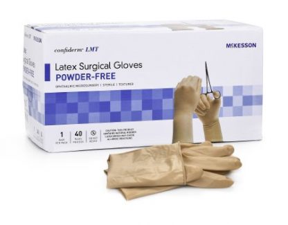 McKesson Confiderm LMT Surgical Glove Sterile Beige Powder Free Latex Not Chemo Approved