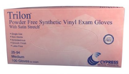 Trilon Exam Glove NonSterile Clear Powder Free Vinyl Ambidextrous Smooth Not Chemo Approved WITH PROP. 65 WARNING