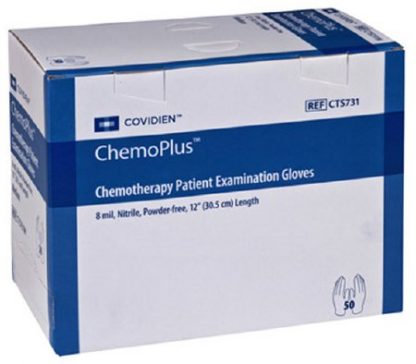 ChemoPlus Exam Glove Sterile Pair Blue Powder Free Nitrile Ambidextrous Textured Fingertips Chemo Tested