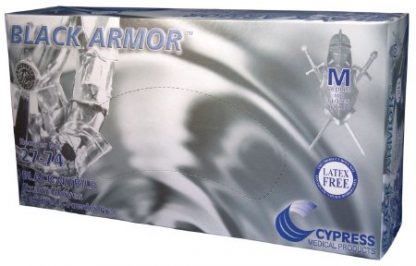 Black Armor Exam Glove NonSterile Black Powder Free Nitrile Ambidextrous Fully Textured Not Chemo Approved