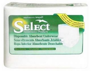 Select Adult Absorbent Underwear Pull On Elastic Gathers Disposable Heavy Absorbency