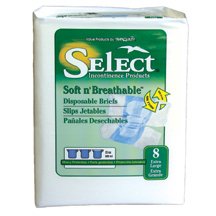 Select Soft n' Breathable Adult Incontinent Brief Tab Closure Disposable Heavy Absorbency
