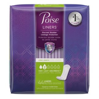 Poise Incontinence Liner 8-1/2 Inch Length Light Absorbency Polyacrylate Female Disposable