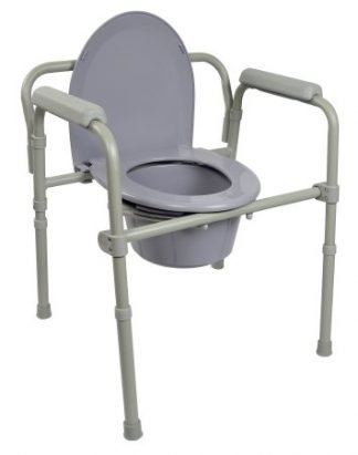 McKesson Commode Chair Fixed Arm Steel Frame Seat Lid Back
